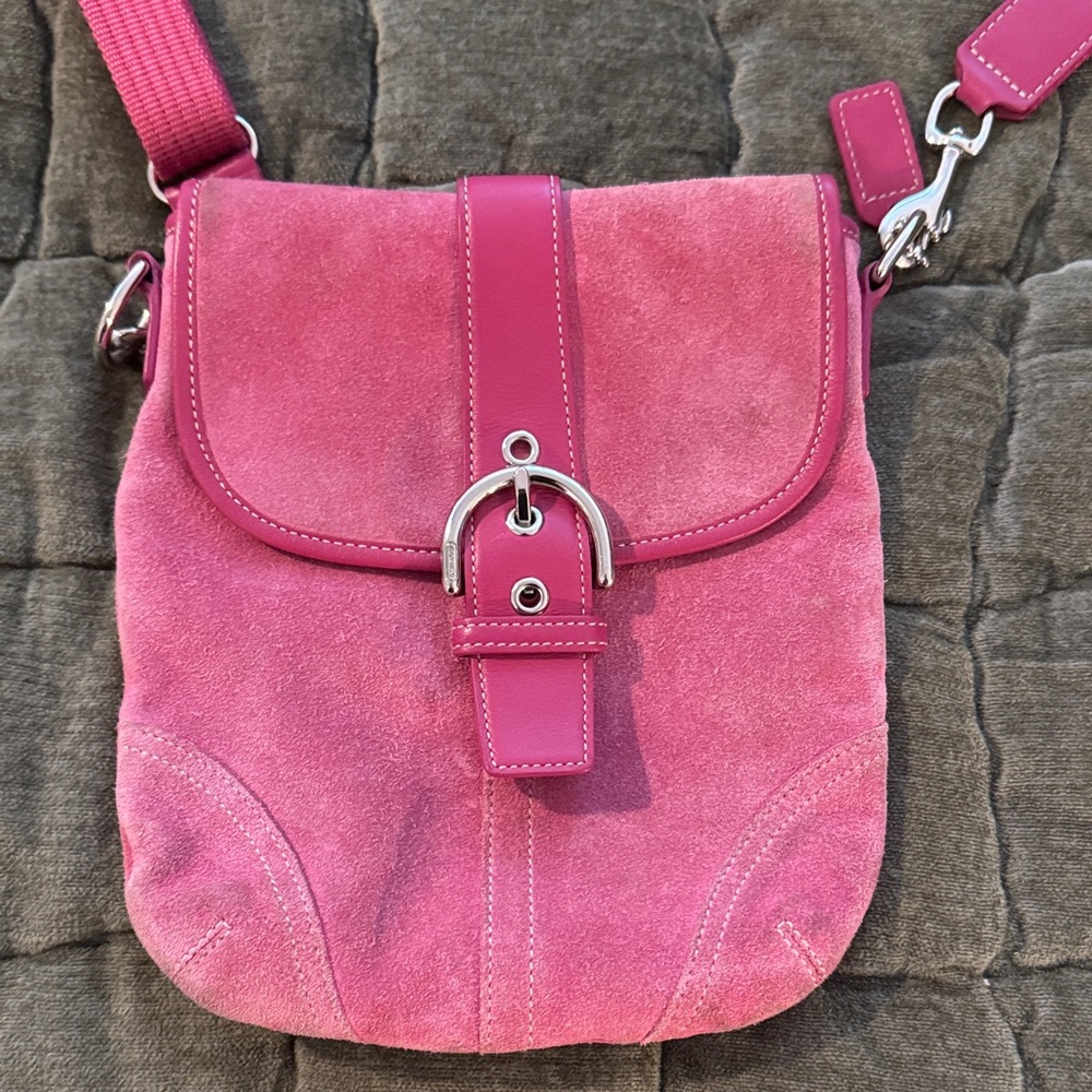 Coach Pink Suede Crossbody Bag